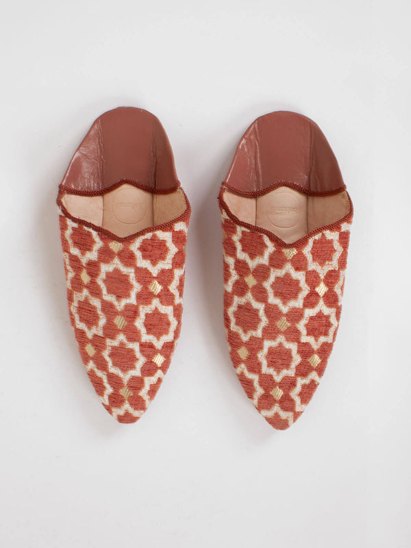 Bohemia Design Moroccan Star Brocade Pointed Babouche Slippers Terracotta