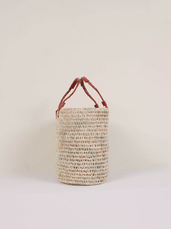 Bohemia Design Pleated Leather Handle Basket Terracotta