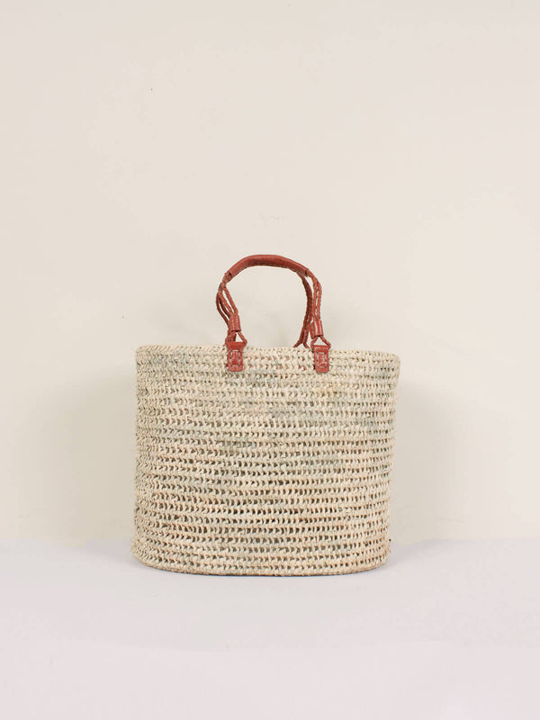 Bohemia Design Pleated Leather Handle Basket Terracotta