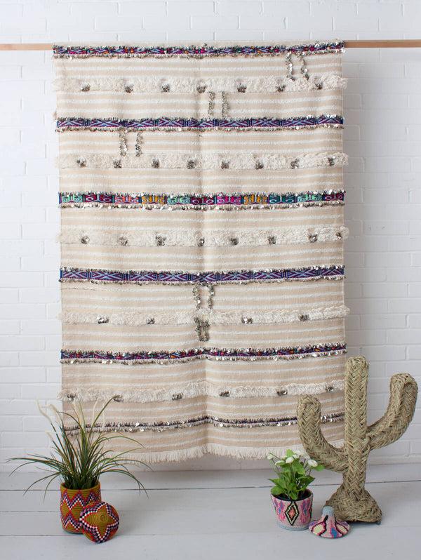 Bohemia Design Vintage Moroccan Handira Blanket No. 137