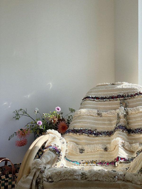 Bohemia Design Vintage Moroccan Handira Blanket No. 137