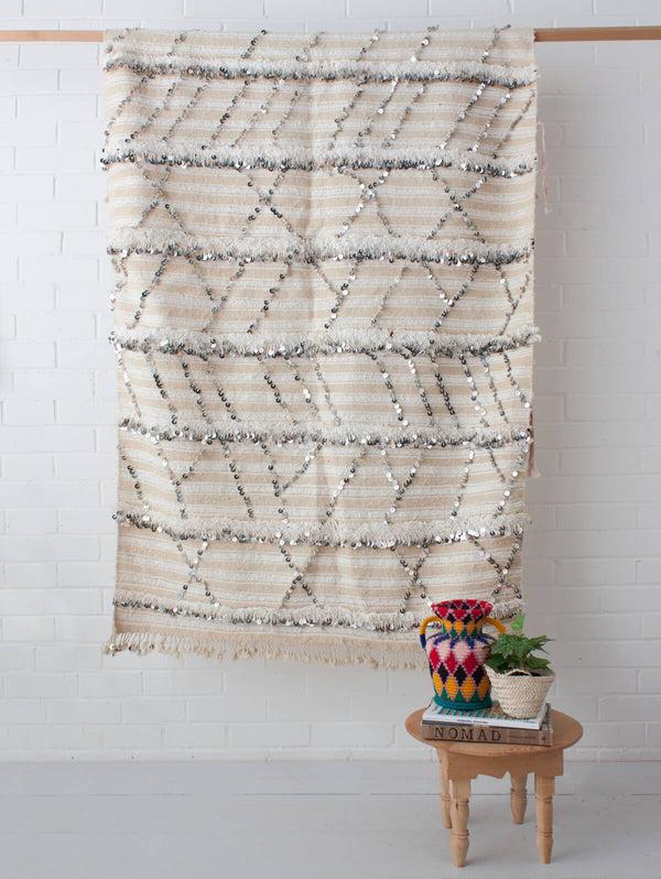 Bohemia Design Vintage Moroccan Handira Blanket No. 147