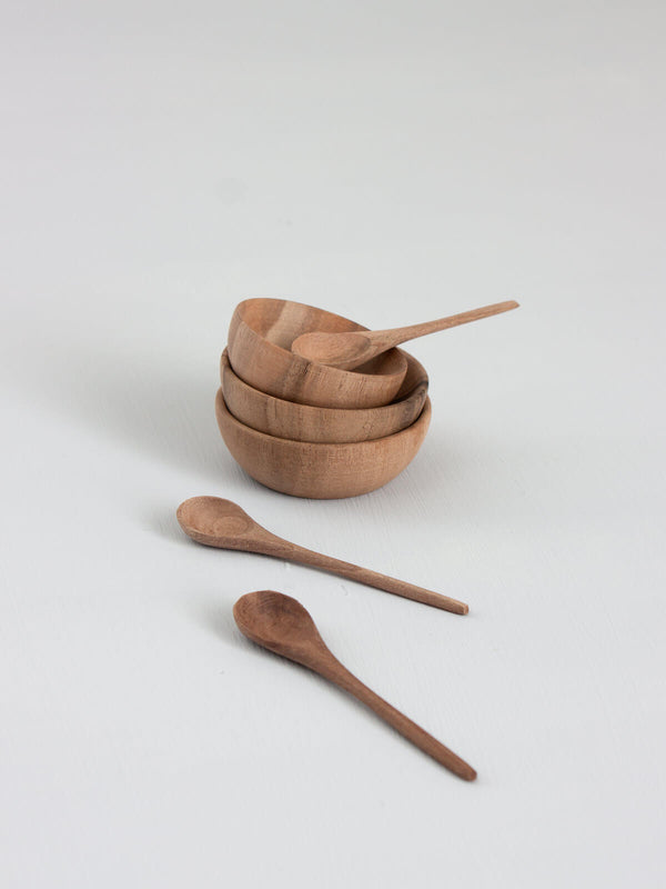 bohemia design Walnut Wood Spice Bowl and Spoon Set