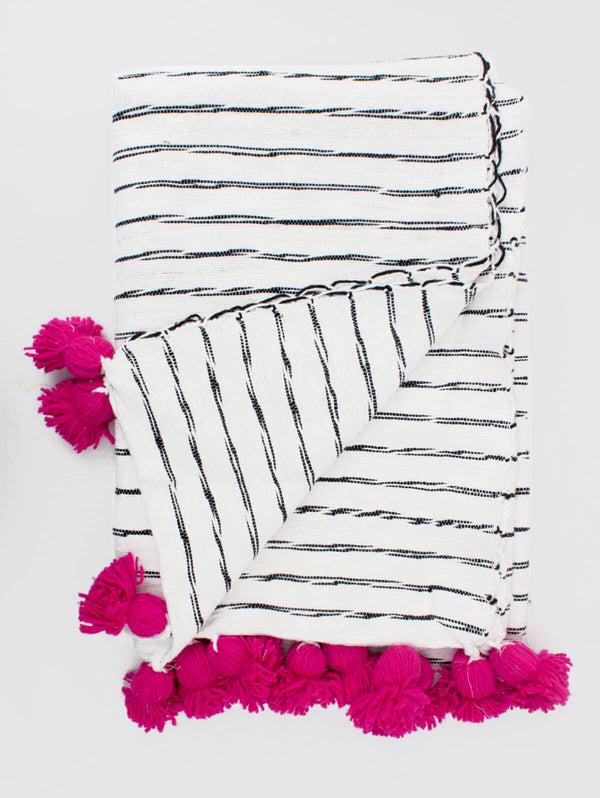 bohemia design White Cotton Scribble Stripe Blankets