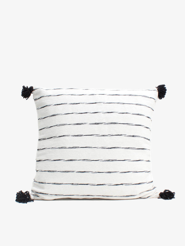 bohemia design White Cotton Scribble Stripe Square Cushion Cover Black