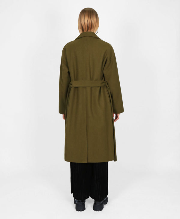 Bolongaro Trevor Classic Belted Wool Coat In Khaki