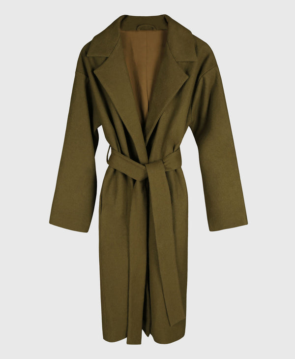bolongaro trevor Classic Belted Wool Coat in Khaki