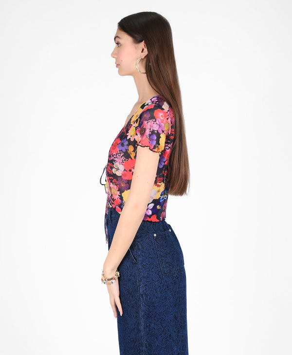 Bolongaro Trevor Floral Mesh Crop Top
