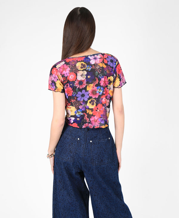 Bolongaro Trevor Floral Mesh Crop Top