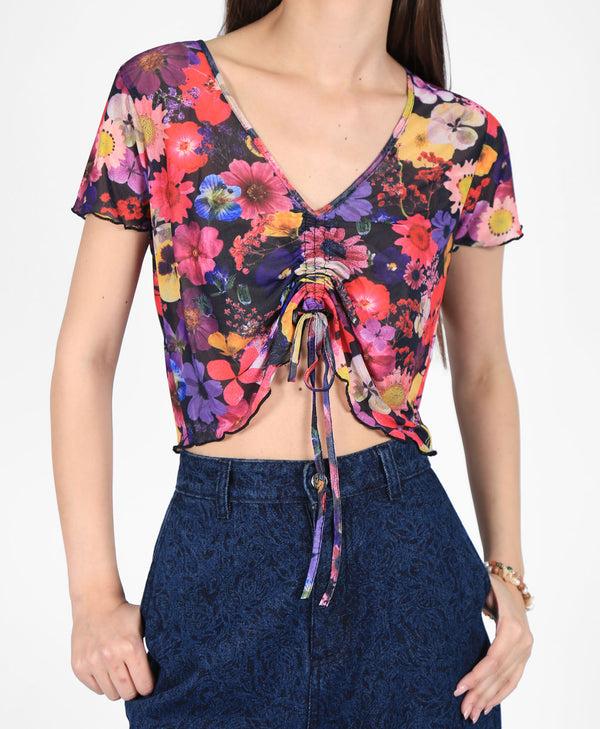 Bolongaro Trevor Floral Mesh Crop Top