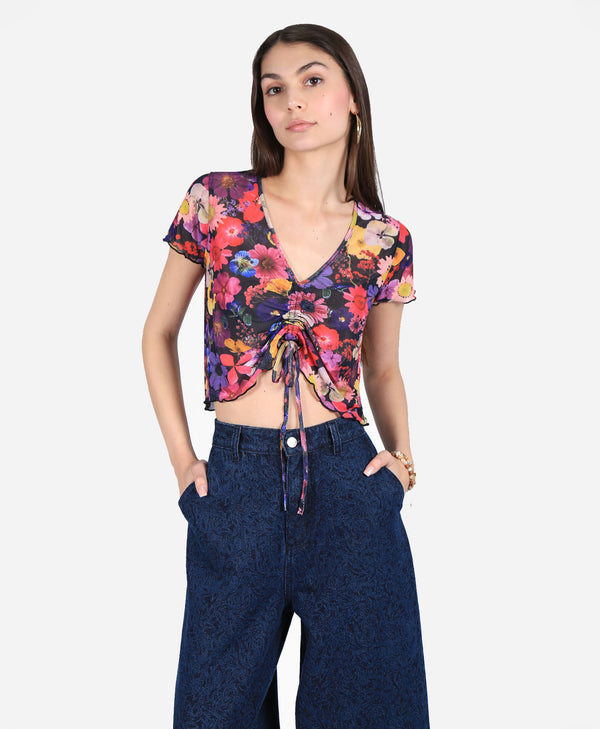 bolongaro trevor Floral Mesh Crop Top
