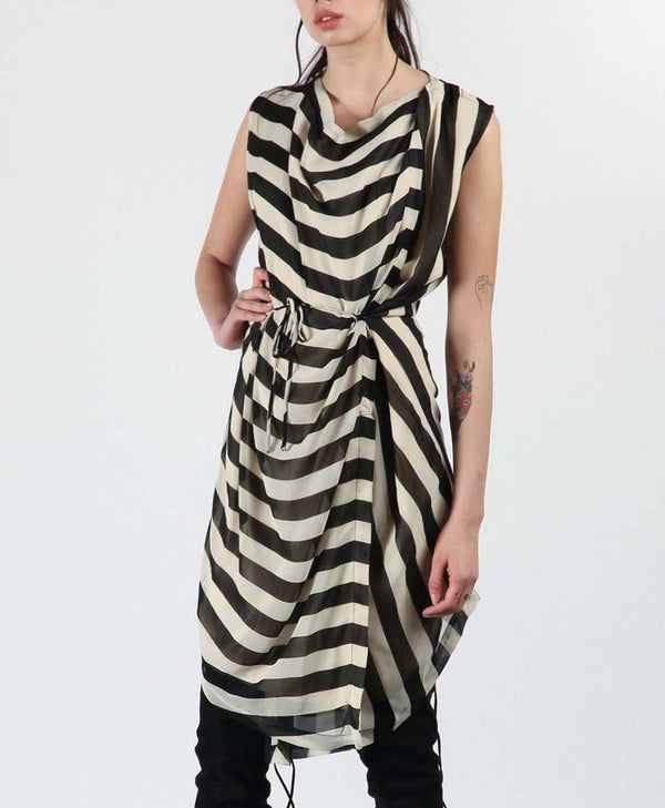 bolongaro trevor Noir Stripes Drape Dress