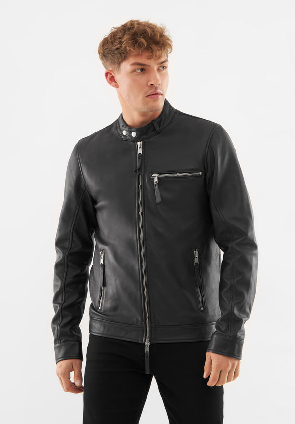 bolongaro trevor Real Leather Classic Racer Jacket