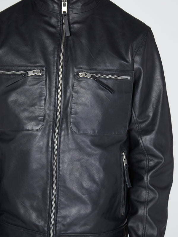 Bolongaro Trevor Real Leather Funnel Worker Jacket