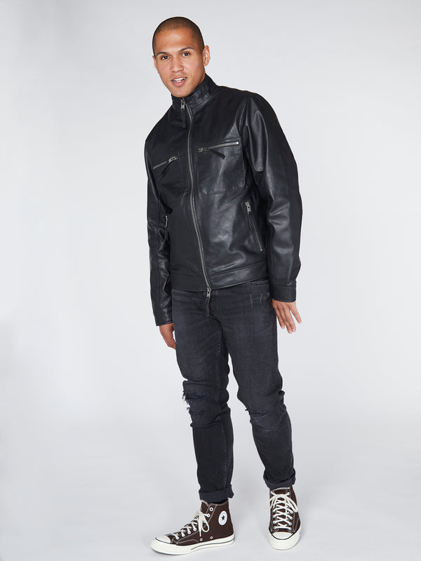Bolongaro Trevor Real Leather Funnel Worker Jacket