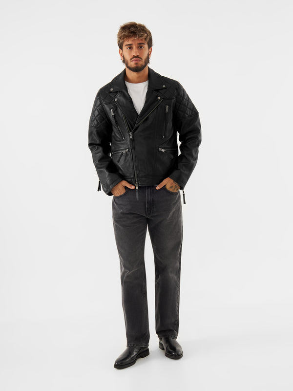 Bolongaro Trevor Real Leather Quilted Biker Jacket