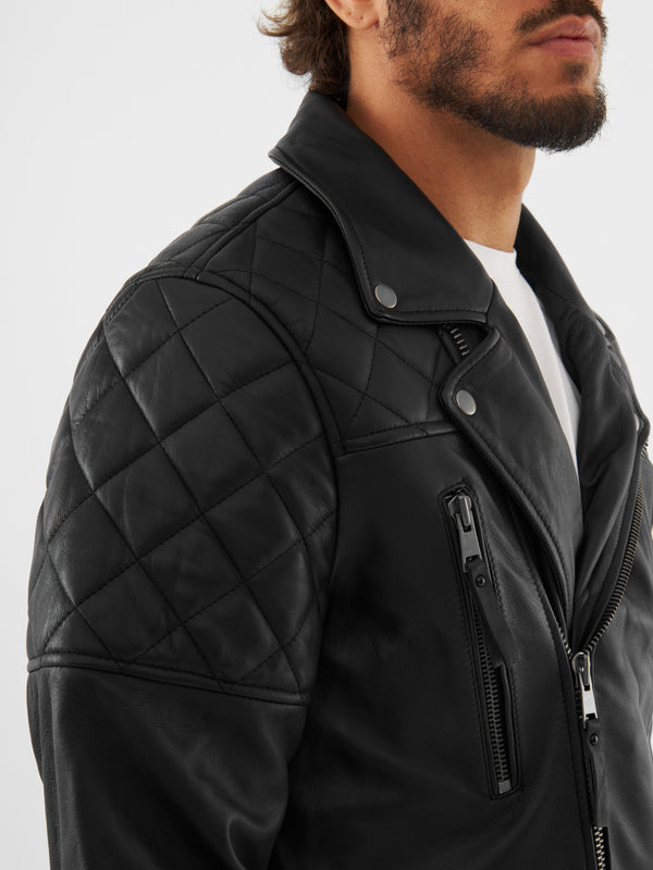 Bolongaro Trevor Real Leather Quilted Biker Jacket