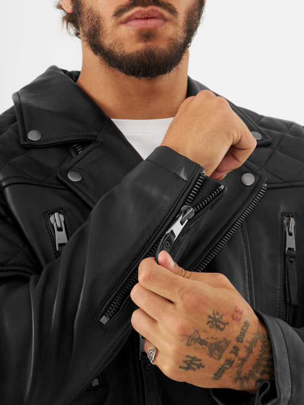 Bolongaro Trevor Real Leather Quilted Biker Jacket