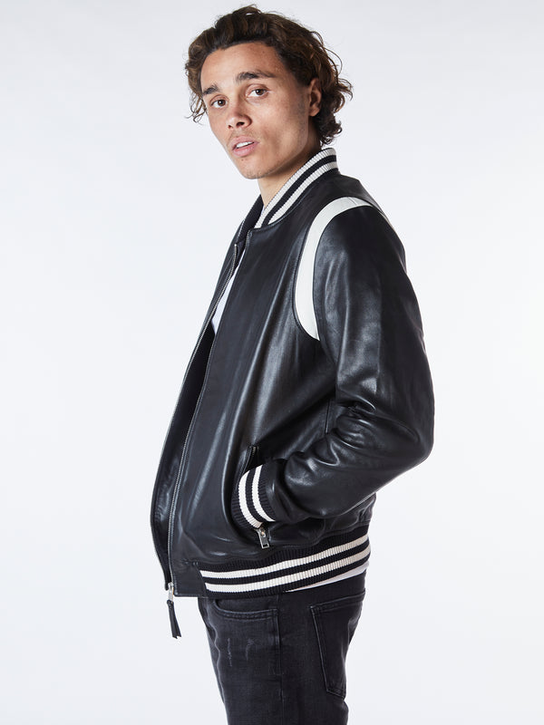 Bolongaro Trevor Real Leather Teddy Bomber Jacket