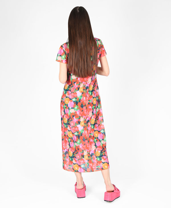 Bolongaro Trevor Mesh Maxi Dress With Split In Dreamy Bloom