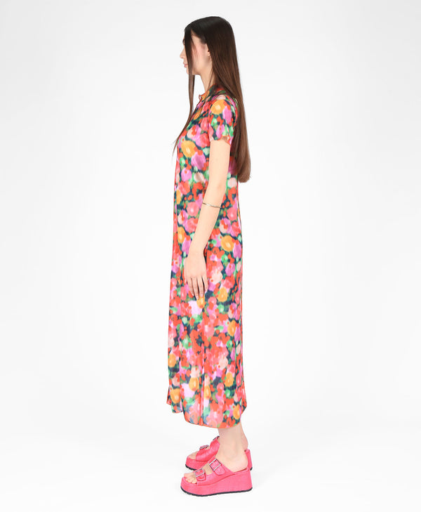 Bolongaro Trevor Mesh Maxi Dress With Split In Dreamy Bloom