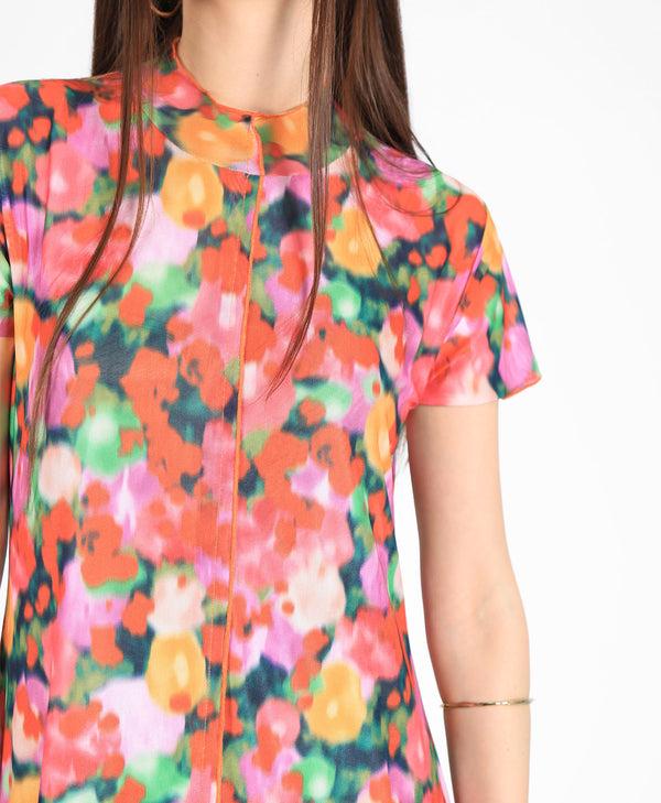 Bolongaro Trevor Mesh Maxi Dress With Split In Dreamy Bloom