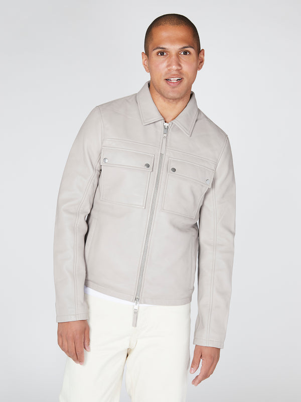 Bolongaro Trevor Real Leather Double Pocket Overshirt Jacket