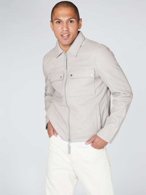 bolongaro trevor Real Leather Double Pocket Overshirt Jacket