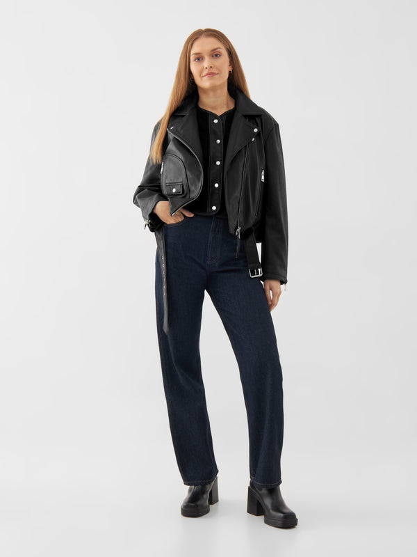 Bolongaro Trevor Real Leather Oversized Biker With Removable Shearling Liner