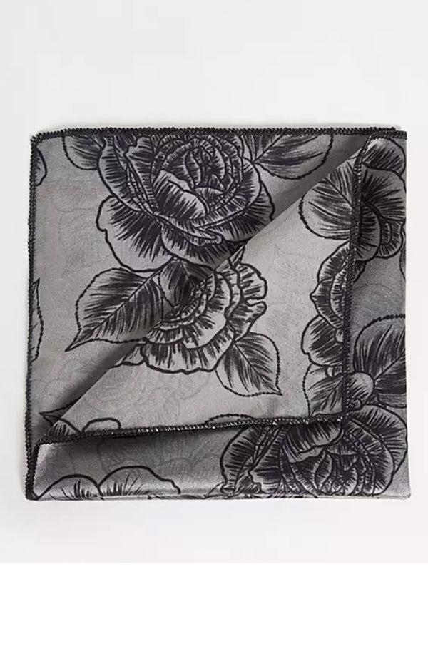 bolongaro trevor Rose Floral Pocket Square In Dark Grey