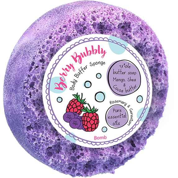 bomb cosmetics Berry Bubbly Body Buffer Shower Soap