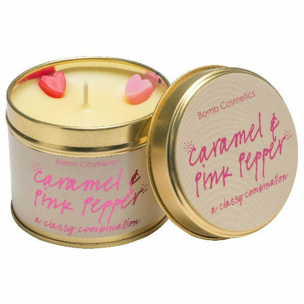 bomb cosmetics Caramel & Pink Pepper Tinned Candle