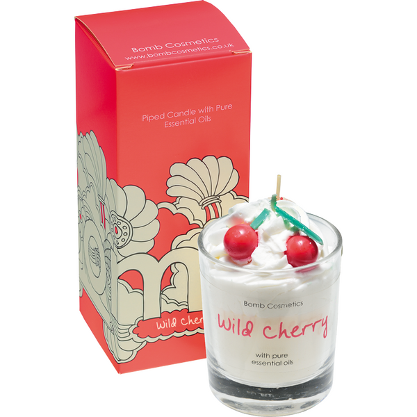 bomb cosmetics Wild Cherry Piped Glass Candle