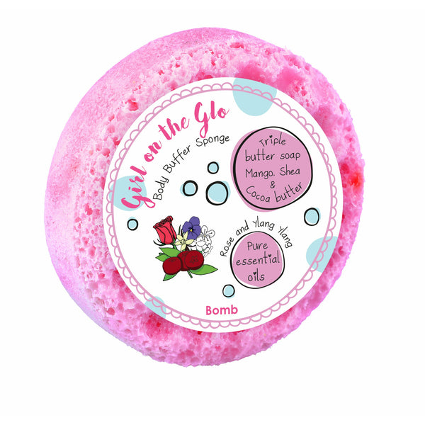 bomb cosmetics Girl on the Glo Body Buffer Soap Sponge