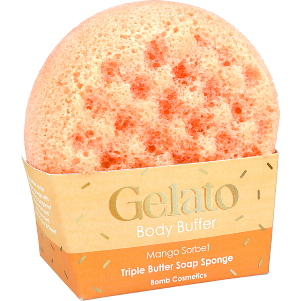 bomb cosmetics Mango Sorbet Body Buffer Soap Sponge