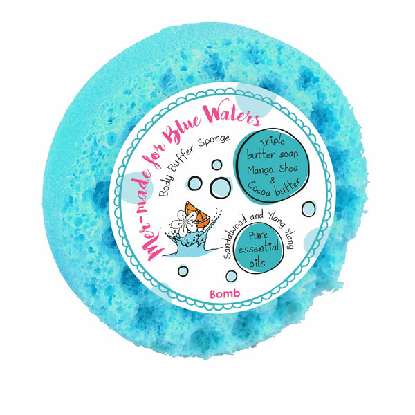 bomb cosmetics Mer-made For Blue Waters Body Buffer Soap Sponge