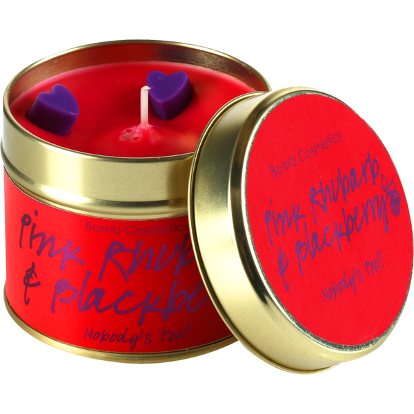 bomb cosmetics Pink Rhubarb & Blackberry Tinned Candle