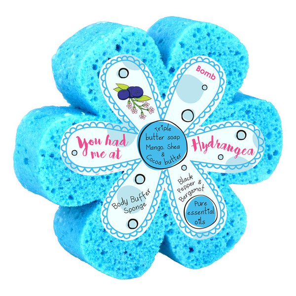 bomb cosmetics You Had Me At Hydrangea Body Buffer Shower Sponge