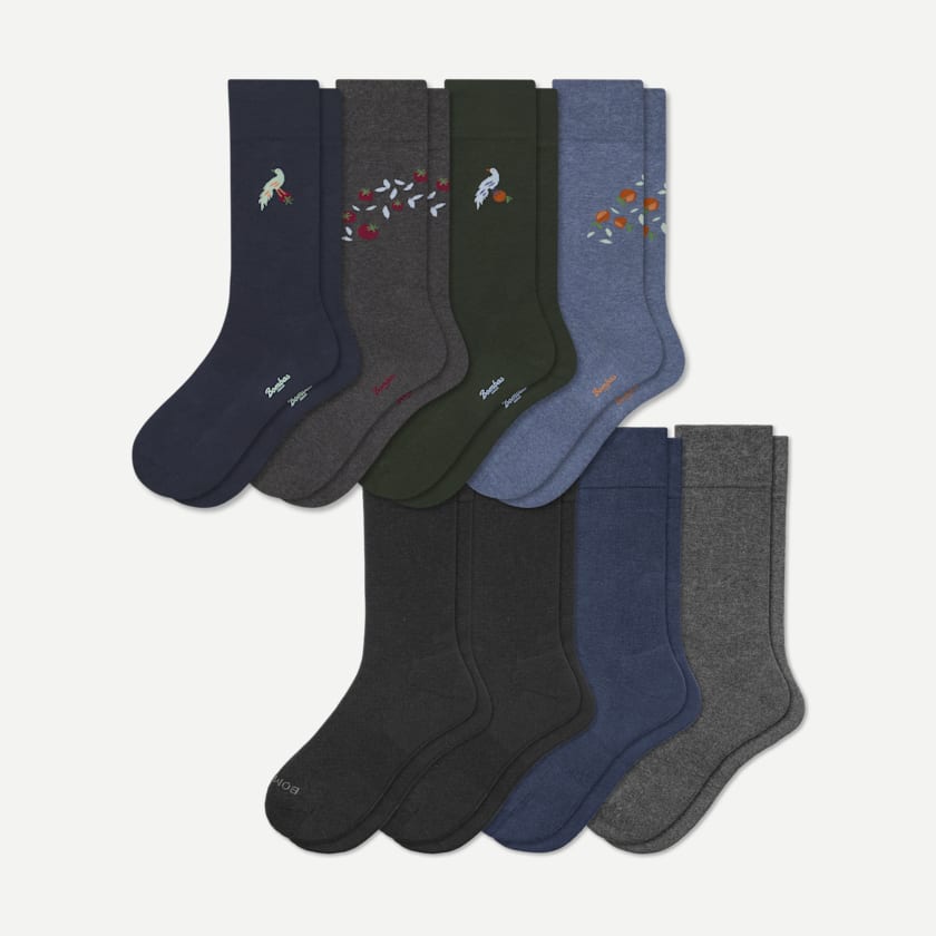 bombas Men's Dress Calf Sock 8-Pack