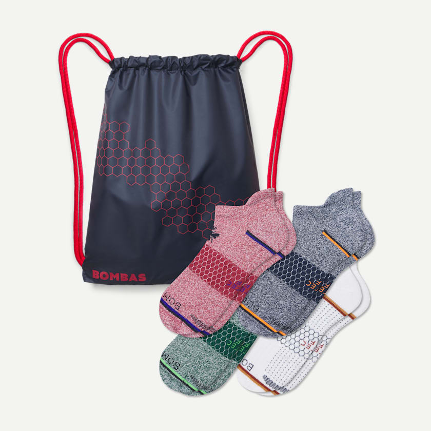 bombas Men's Golf Ankle Sock 4-Pack Caddie