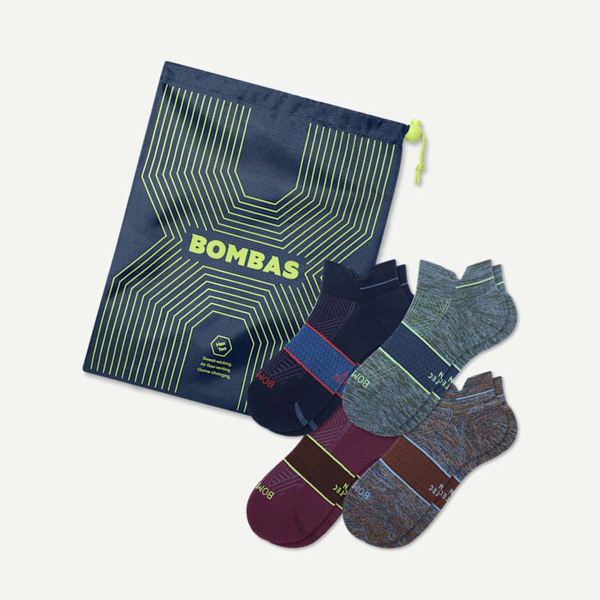 bombas Men's Running Ankle Sock 4-Pack Gift Bag