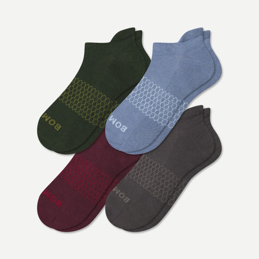 bombas Men's Solids Ankle Sock 4-Pack
