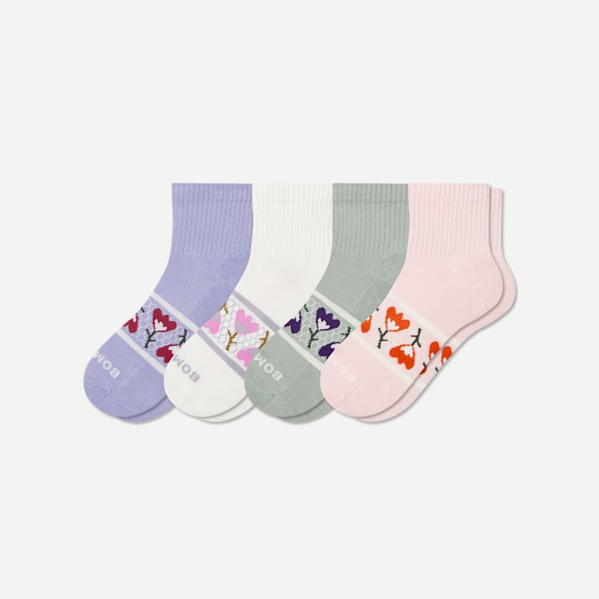 bombas Women's Garden Party Quarter Sock 4-Pack