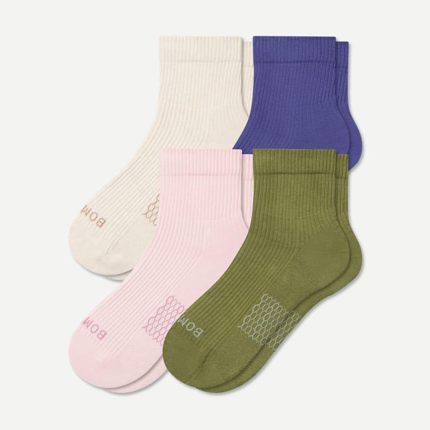 bombas Women's Modern Rib Quarter Sock 4-Pack