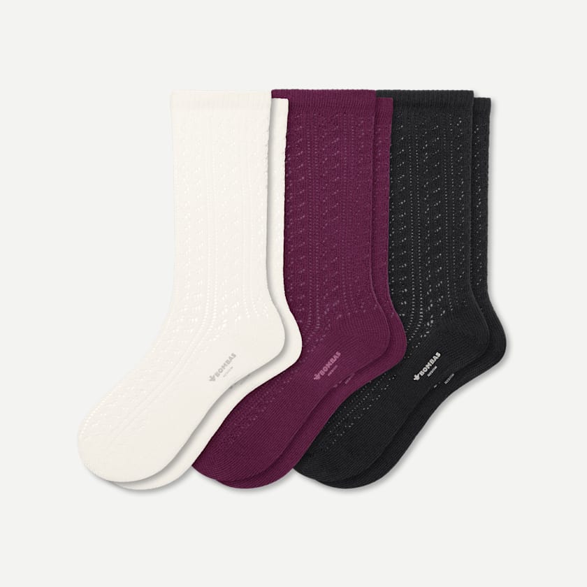 bombas Women’s Pointelle Calf Sock 3-Pack