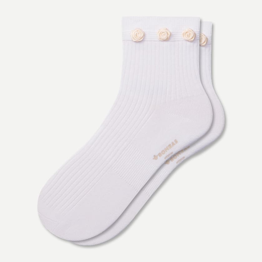 bombas Women's Rosette True Rib Quarter Socks