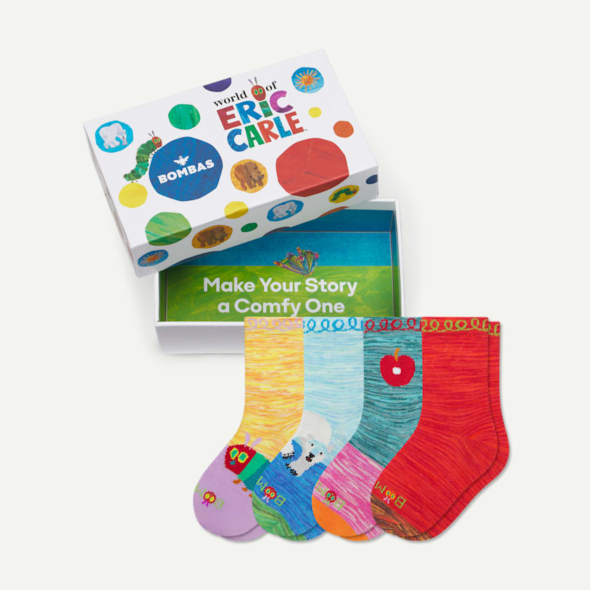 bombas Junior Eric Carle Lightweight Calf Sock 4-Pack Gift Box