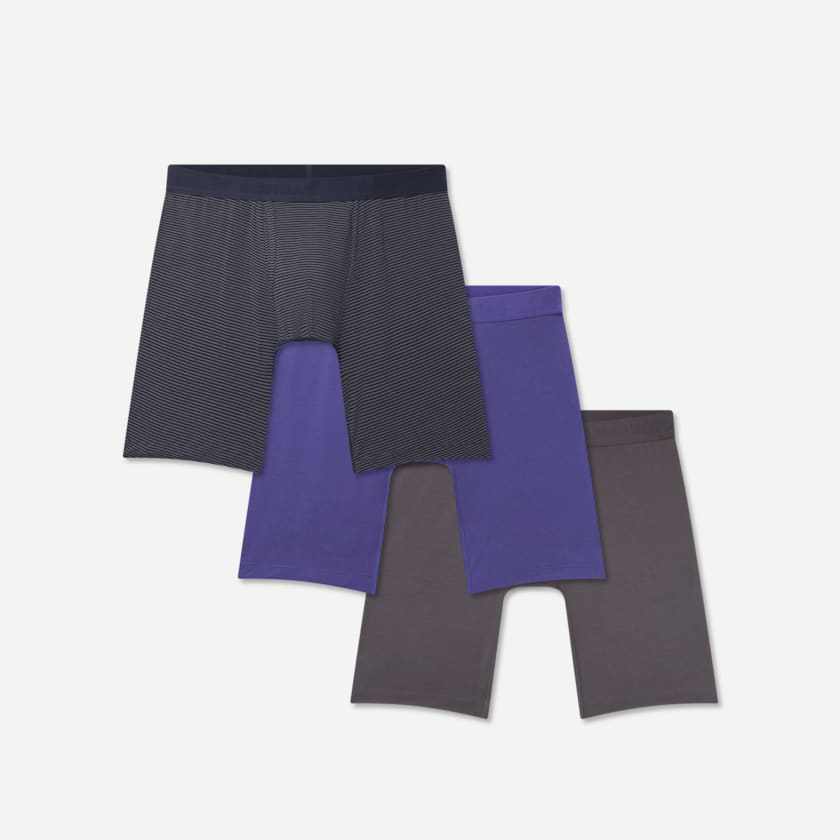 bombas Men's Cotton Modal Blend Long Boxer Brief 8" 3-Pack