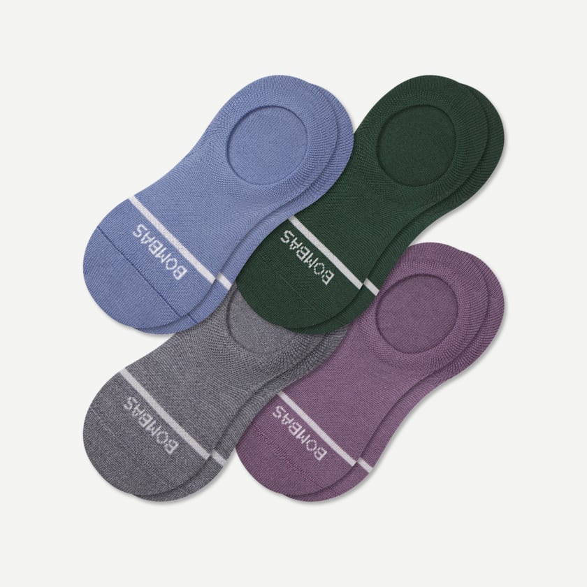 bombas Men's Lightweight Merino Wool Blend No Show Sock 4-Pack