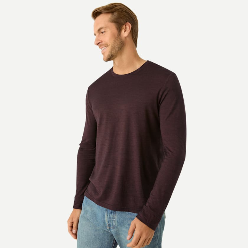 Bombas Men's Merino Wool Blend Crew Neck Long Sleeve T-Shirt